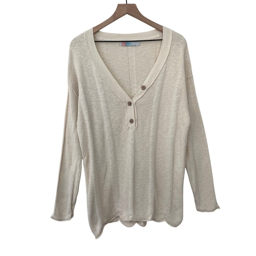 Free People Gritty Boho Granola Girl Earthcore Linen Cotton Shirt Top Medium